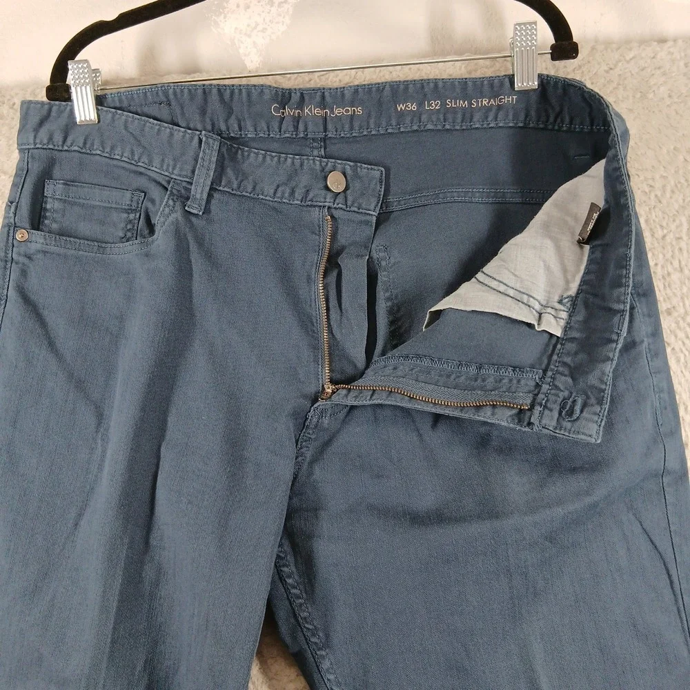 Calvin Klein Jeans Blue Faded Slim Straight Leg‎ Stretch 5-Pocket Pants 36x32